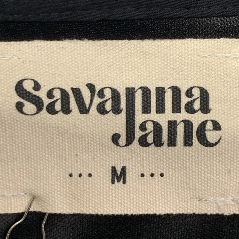 New Savanna Jane Dress/Top Women Size Medium Black Tan Embroidered Floral NWT